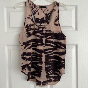 Gypsy Global Village Sleeveless Silk Top Pink burgundy Tie Dye Racer Back Sz S